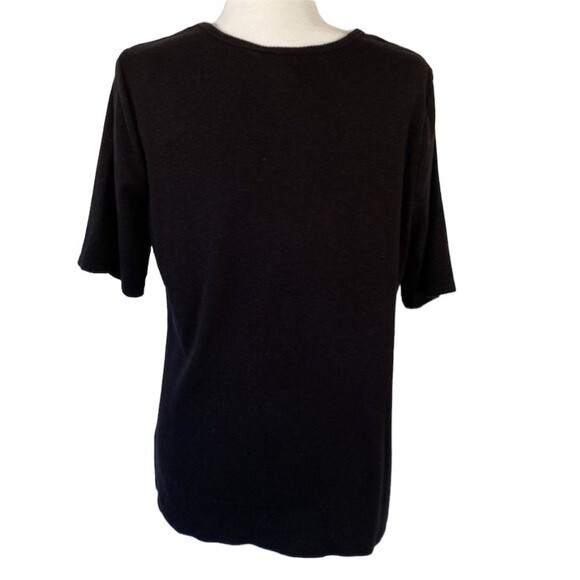 TIME and TRU Short Sleeve Scoop Neck Top Scallop Detail Stretchy Knit Neutral - Picture 4 of 14